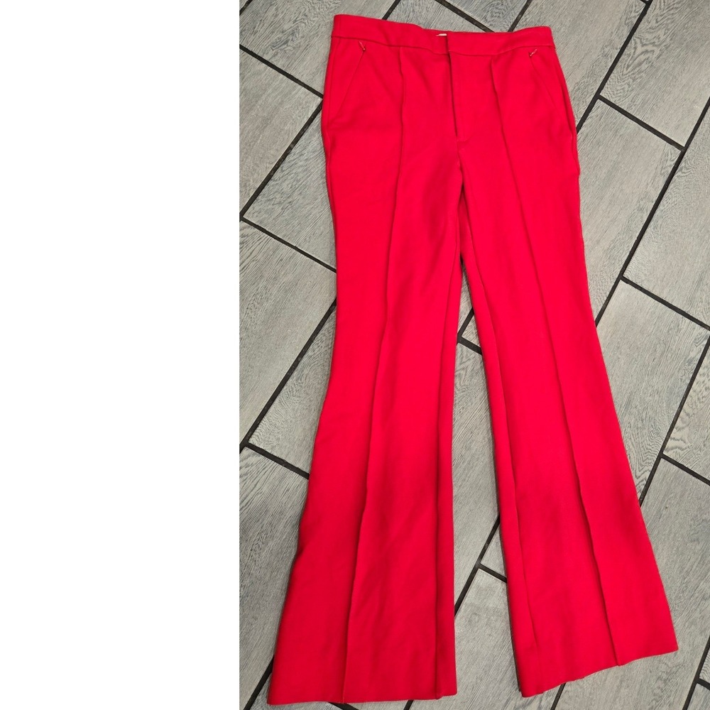 Anthropologie The Essential Trouser Red Flare Leg High Rise Pants Size 8